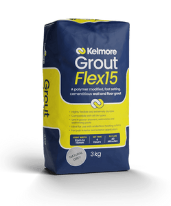 Kelmore Flex15 Natural Grey Grout 3kg - High-quality tile grouting solution Kelmore Flex15 Natural Grey Grout 3kg - High-quality tile grouting solution