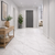 Alpine White marble effect matt porcelain tile 60x120cm with subtle grey veining installed in a modern hallway interior