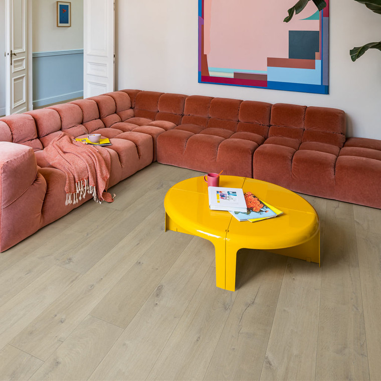 Quick‑Step Impressive Soft Oak Medium 8mm Laminate Flooring (IM1856) - Premium Impressive collection featuring oak luxury vinyl tile flooring with waterproof technology and easy click-fit installation