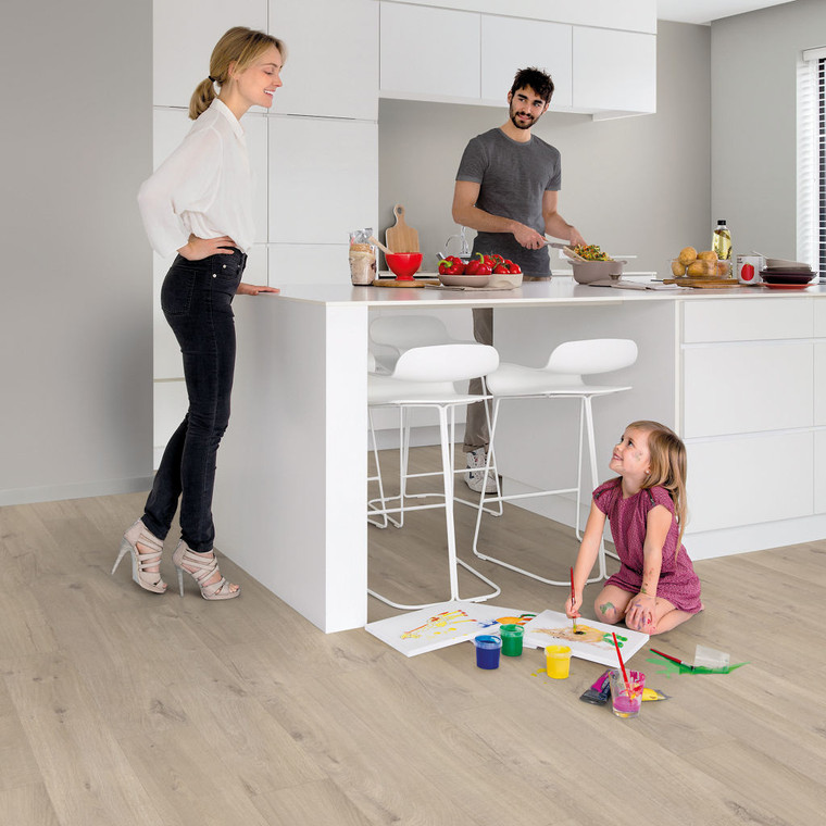 Quick-Step Alpha Bloom – Cotton Oak Beige LVT Flooring (AVMPU40103) - Premium Alpha Bloom collection featuring oak luxury vinyl tile flooring with waterproof technology and easy click-fit installation