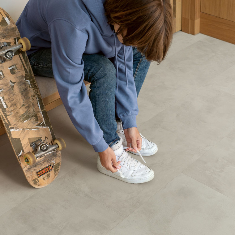 Quick‑Step Muse Grey Concrete MUS5488 8mm Laminate Flooring (MUS5488) - Premium Quick-Step collection featuring grey luxury vinyl tile flooring with waterproof technology and easy click-fit installation