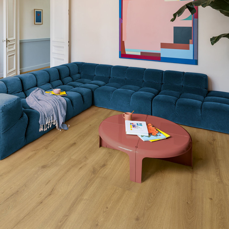 Quick‑Step Majestic Desert Oak Warm Natural 9.5mm Laminate Flooring (MJ3551) - Premium Quick-Step collection featuring oak luxury vinyl tile flooring with waterproof technology and easy click-fit installation