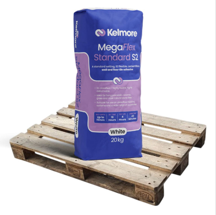 Kelmore MegaFlex Standard S2 White Wall & Floor Tile Adhesive 20kg