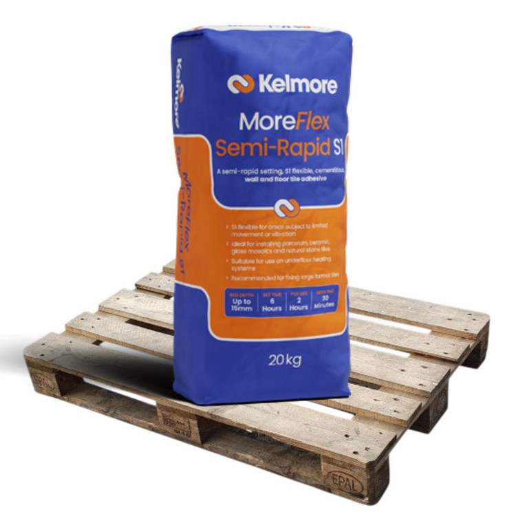 Kelmore MoreFlex Semi-Rapid S1 Grey Wall & Floor Tile Adhesive 20kg Kelmore MoreFlex Semi-Rapid S1 Grey Wall & Floor Tile Adhesive 20kg