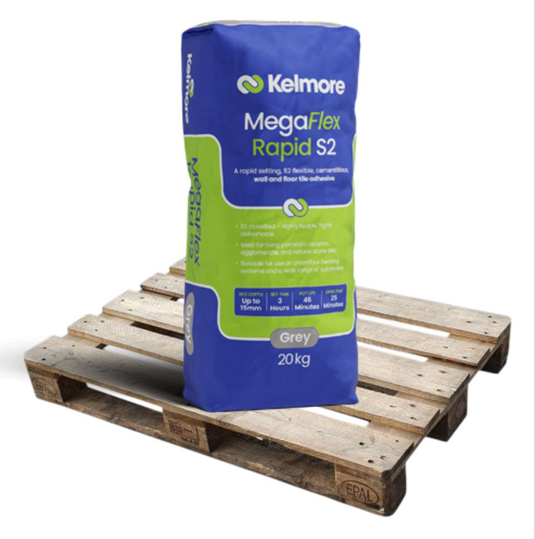 Kelmore MegaFlex Rapid S2 Grey Wall & Floor Tile Adhesive 20kg