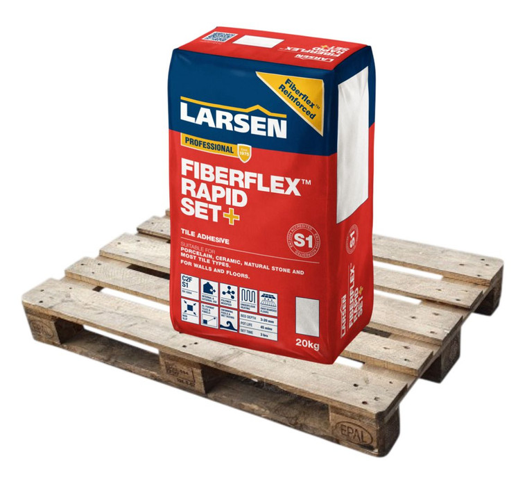 Larsen Professional Fibreflex Rapid Set+ C2 S1 Tile Adhesive White 20kg Half Pallet (24 Bags Tail Lift)