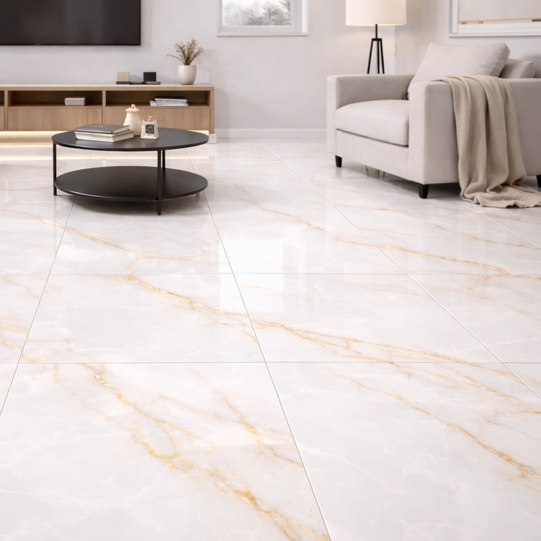 Aurora copper Onyx Gloss Porcelain Tile 60x120cm luxury white tile with copper veins modern living room flooring.