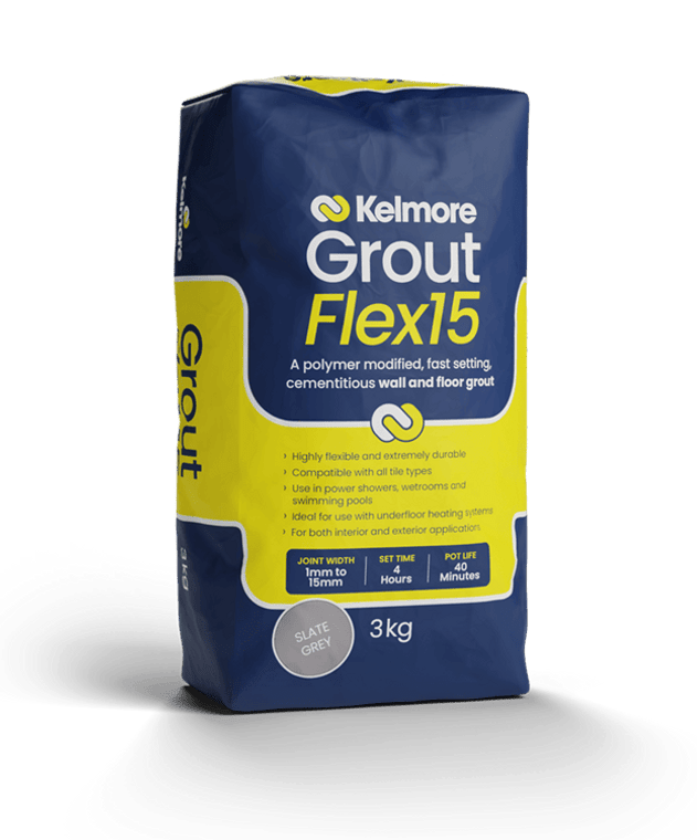 Kelmore Flex15 Slate Grey Grout 3kg - High-quality tile grouting solution Kelmore Flex15 Slate Grey Grout 3kg - High-quality tile grouting solution