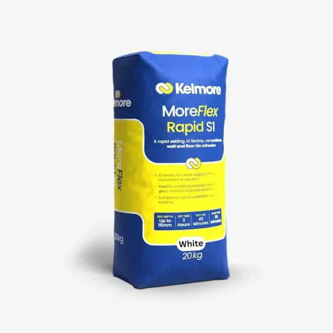 Kelmore MoreFlex Rapid S1 White Wall & Floor Tile Adhesive 20kg Product Image