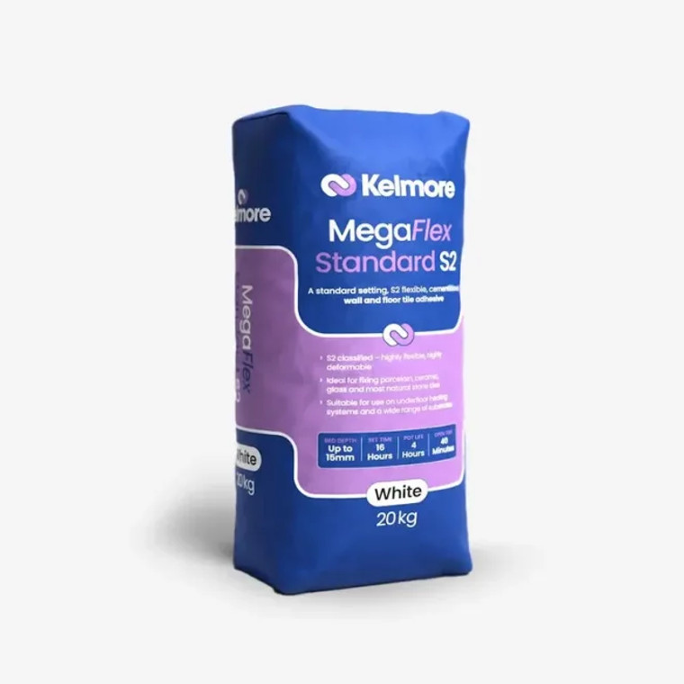 Kelmore MegaFlex Standard S2 White Wall & Floor Tile Adhesive 20kg Product Image Kelmore MegaFlex Standard S2 White Wall & Floor Tile Adhesive 20kg Product Image
