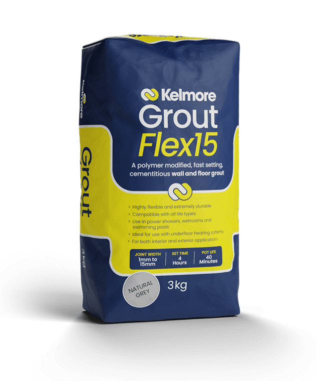 Kelmore Flex15 Natural Grey Grout 3kg - High-quality tile grouting solution Kelmore Flex15 Natural Grey Grout 3kg - High-quality tile grouting solution