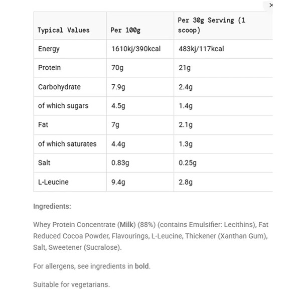 Whey Protein Powder 1.35 kg Chocolate 