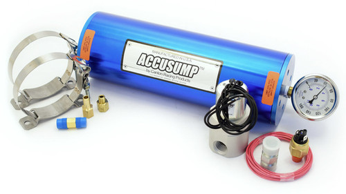 CANTON Oil Accumulator, Accusump, 2 qt Capacity, 35-40 PSI Valve, 4.25 in Diameter, 12 in Long, Aluminum, Blue Anodized, Each