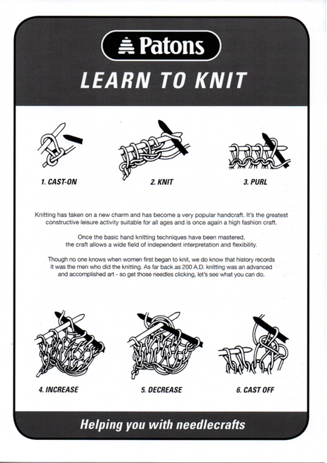 Patons: Learn to knit leaflet