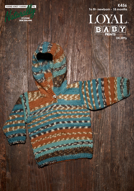 Naturally Loyal Baby Prints 8ply: Hooded Sweater K456