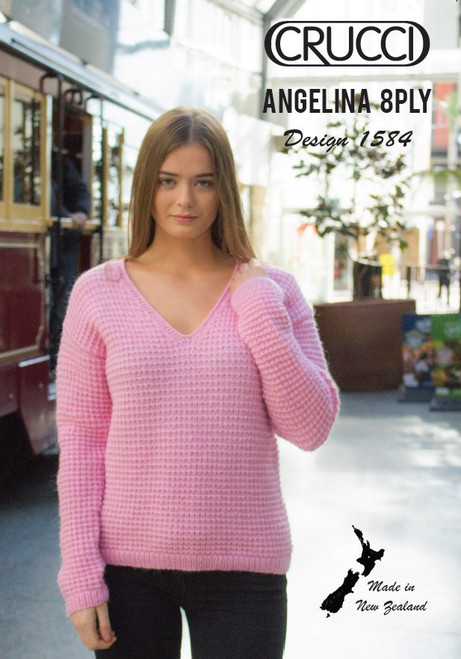 Crucci: Angelina 8ply V-neck Sweater 1584