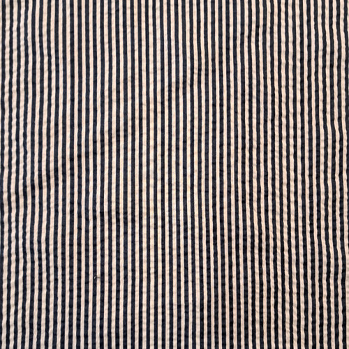 Japanese Printed Seersucker: Navy Stripe