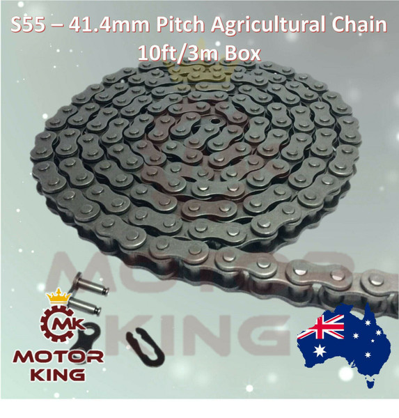 Simplex Press Steel Agricultural Roller Chain S55 - 41.4mm Pitch 10ft/3m