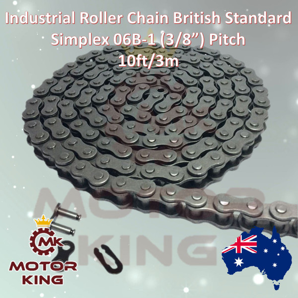 Simplex Industrial British Standard Roller Chain 06B-1 3/8" Inch Pitch 10ft/3m