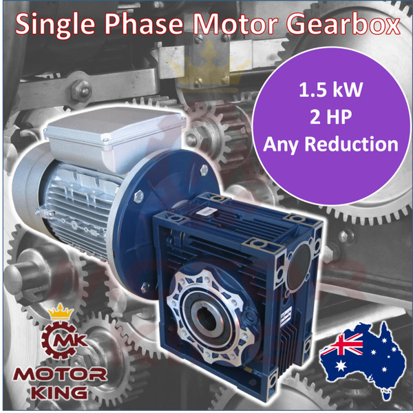 1.5kW 2HP Single Phase Motor Gearbox Drive 140 93 70 56 46 35 23.3 rpm 240V