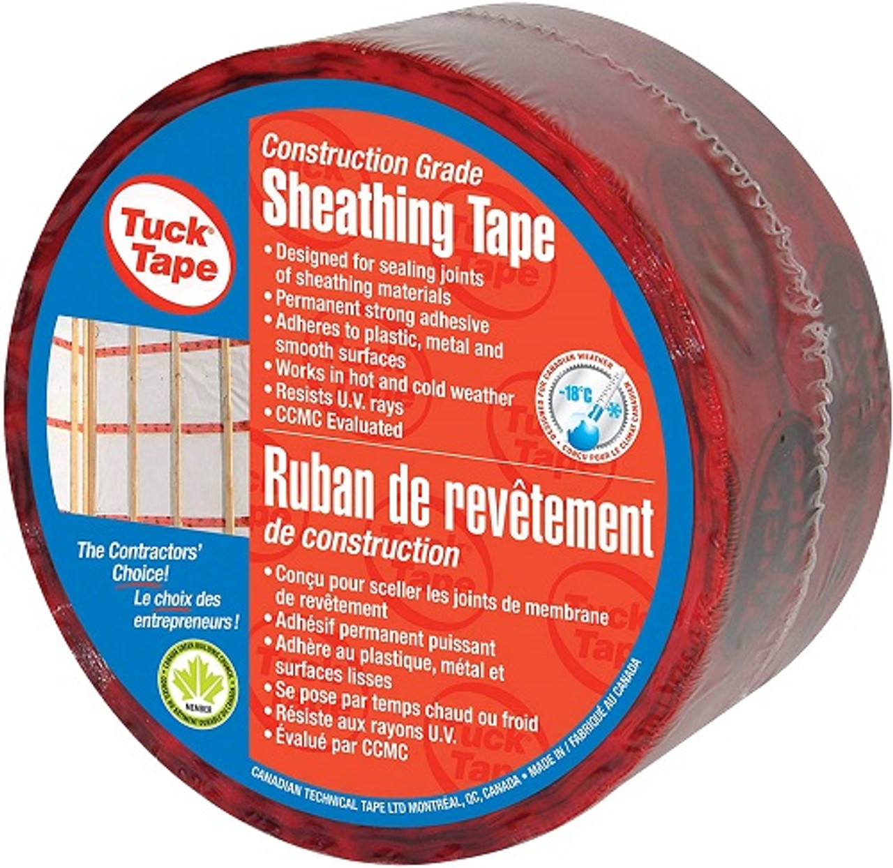 TUCK TAPE RED ( SHEATHING TAPE ) 60MM X 55M - 20/CS - Safety Express