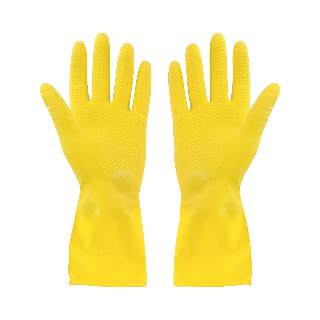 GLOBE LARGE YELLOW RUBBER GLOVES FLOCK LINED DZ - Safety Express