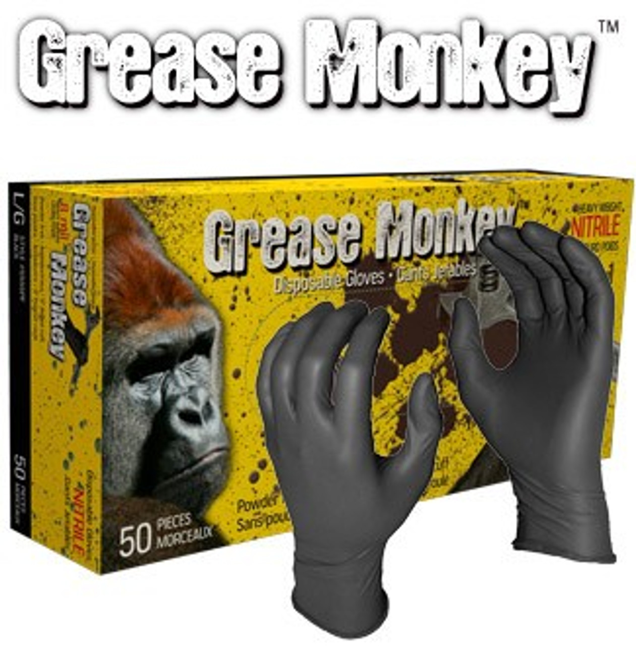 Grease Monkey Nitrile Gloves, Medium (Box of 50)