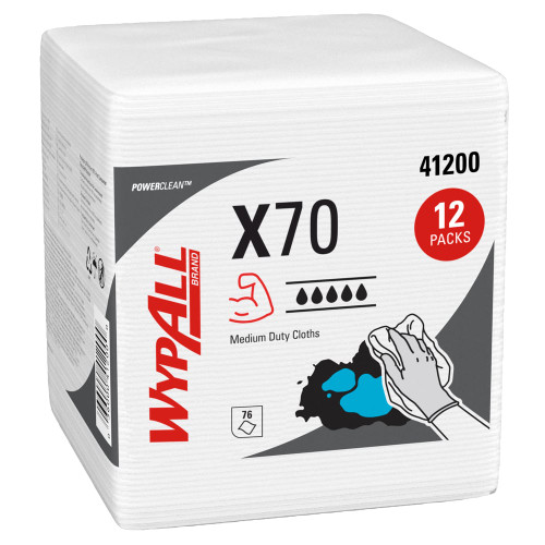 KC WYPALL X70 POWER CLEAN MEDIUM DUTY CLOTHS 12 PACKS OF 76 SHEETS