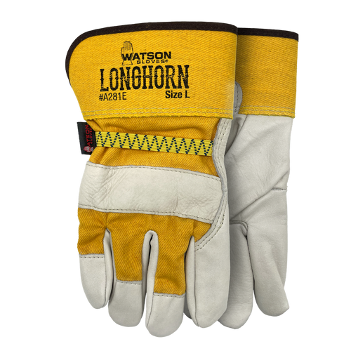 WATSON A281E LONGHORN COWHIDE LEATHER GLOVES - L PAIR WATSON A281E LONGHORN COWHIDE LEATHER GLOVES - L PAIR