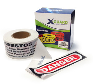 BARRICADE TAPE DANGER ASBESTOS 3X1000 WHITE - Safety Express