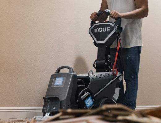 Surface preparation equipment and dust control on a clean concrete floor