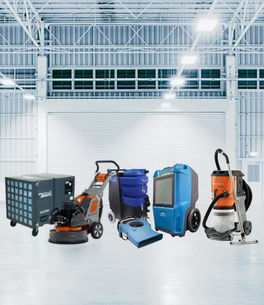 Collage of Safety Express used equipment in a clean warehouse or jobsite