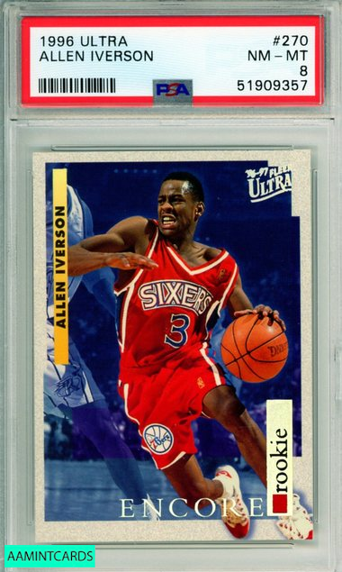 1996 ULTRA ALLEN IVERSON #270 ROOKIE HOF PHILADELPHIA 76ERS RC PSA