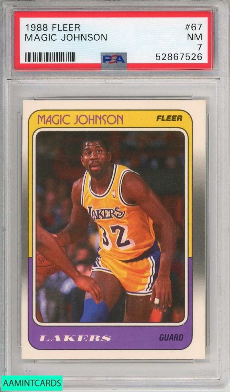 1988 FLEER MAGIC JOHNSON #67 HOF LOS ANGELES LAKERS PSA 7 NM 52867526