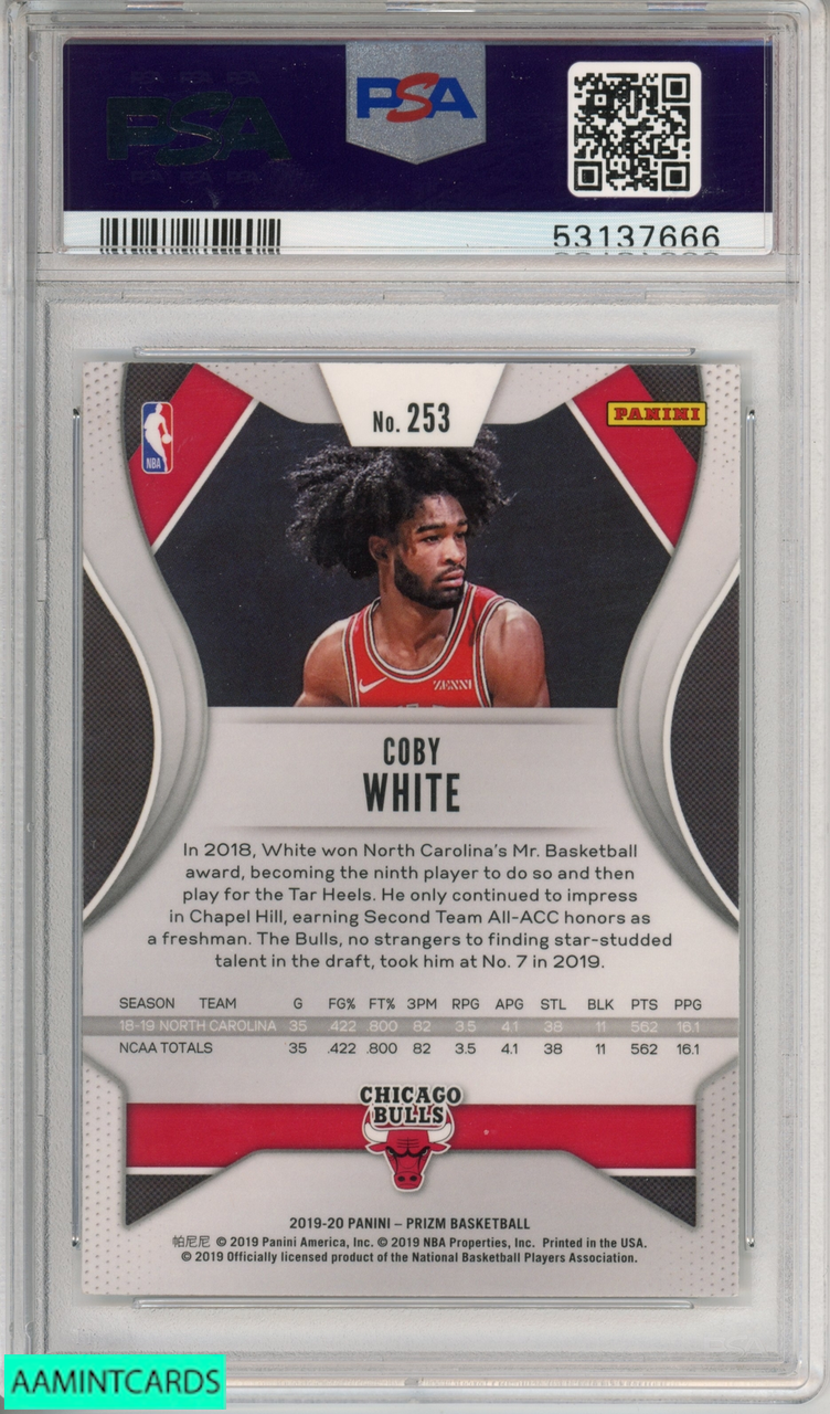 2019 PANINI PRIZM COBY WHITE #253 ROOKIE CHICAGO BULLS RC PSA 9