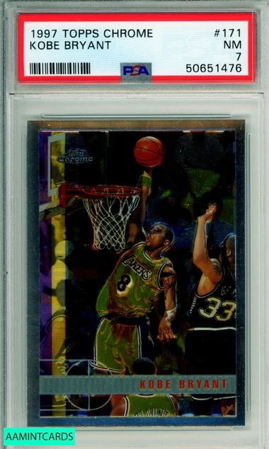 1997 TOPPS CHROME KOBE BRYANT #171 HOF LOS ANGELES LAKERS PSA NM 7