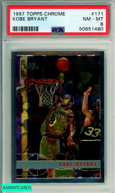 1997 TOPPS CHROME KOBE BRYANT #171 HOF LOS ANGELES LAKERS PSA NM