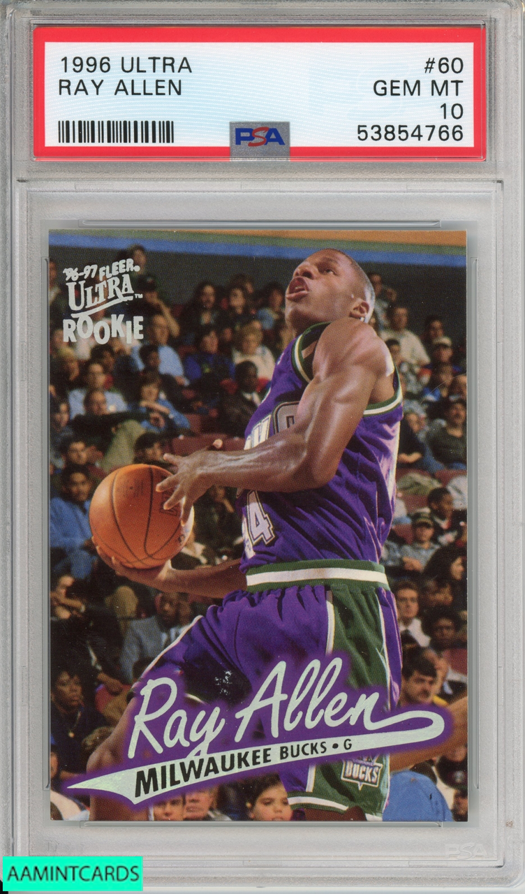 1996 ULTRA RAY ALLEN #60 ROOKIE HOF MILWAUKEE BUCKS RC PSA 10 GEM