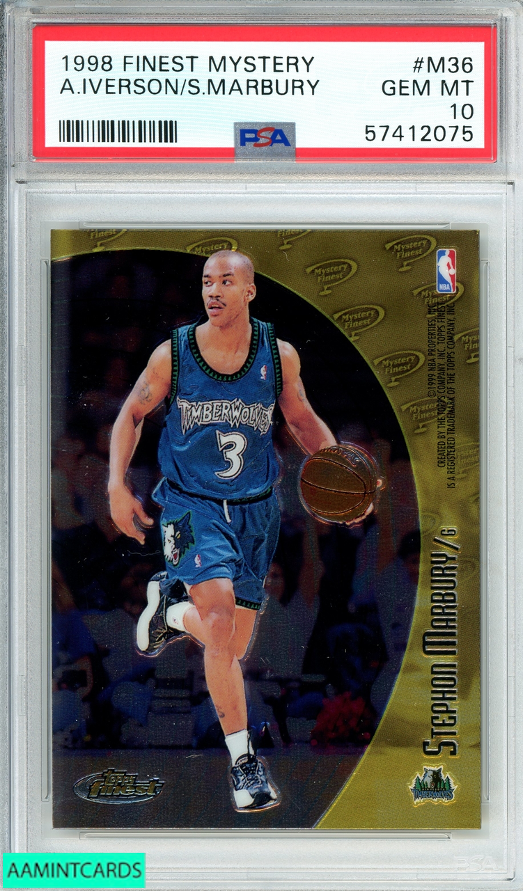 1998 FINEST MYSTERY ALLEN IVERSON STEPHEN MARBURY #M36 POP 1! PSA