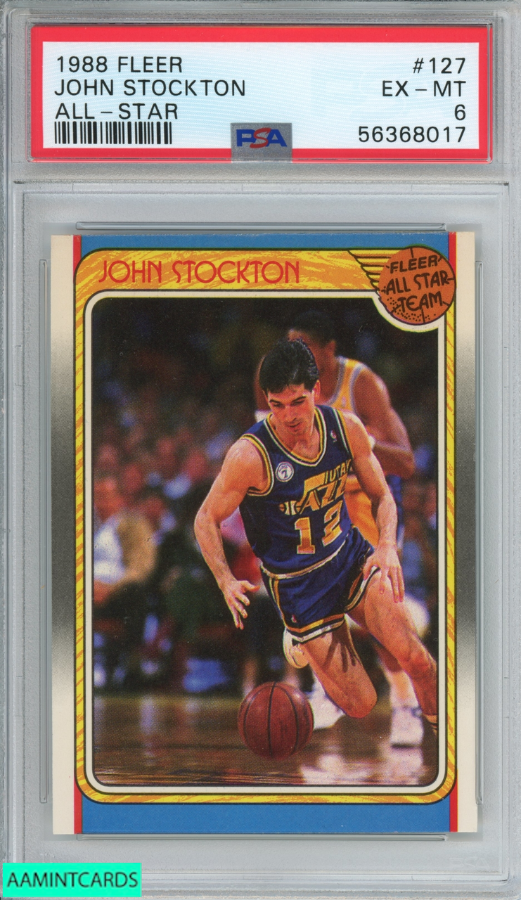 1988 FLEER JOHN STOCKTON #127 ALL-STAR ROOKIE RC UTAH JAZZ HOF PSA 