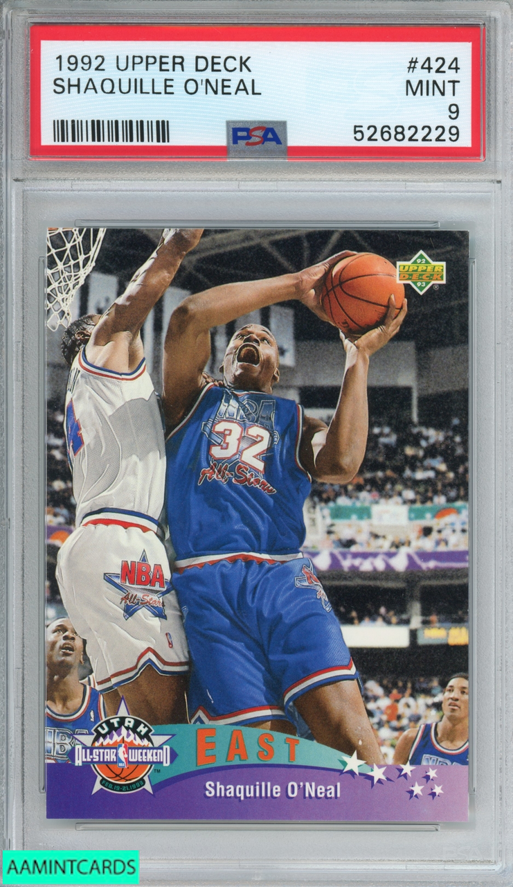 1992 UPPER DECK SHAQUILLE ONEAL #424 ROOKIE RC ORLANDO MAGIC HOF