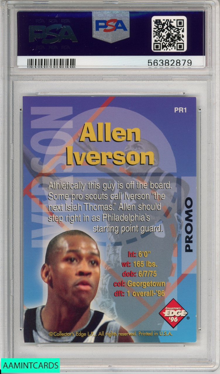 1996 COLLECTORS EDGE ALLEN IVERSON #PR1 RAD RECRUITS-HOLO PROMO