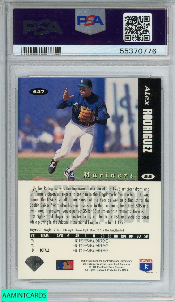 Lot Detail - 1994 Alex Rodriguez Rookie Seattle Mariners Game-Used