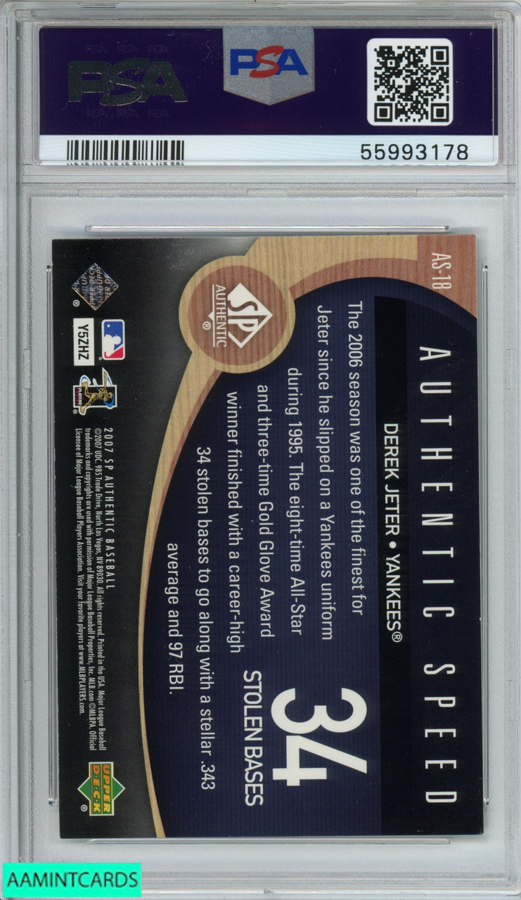 2000 SP AUTHENTIC CORNERSTONES DEREK JETER #C4 YANKEES HOF PSA 8 NM-MT  58753901 - AA Mint Cards