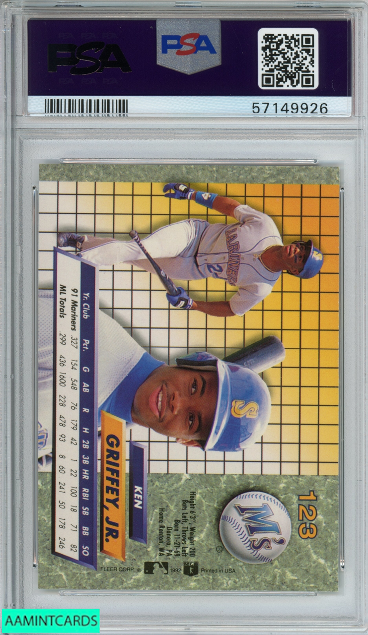 1992 ULTRA KEN GRIFFEY JR #123 SEATTLE MARINERS HOF PSA 9 MINT