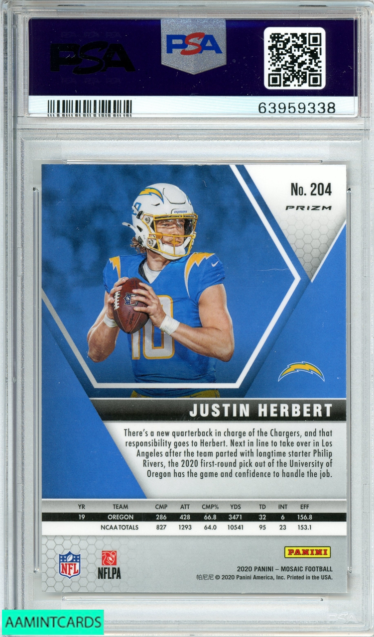 2020 PANINI MOSAIC JUSTIN HERBERT #204 REACTIVE 