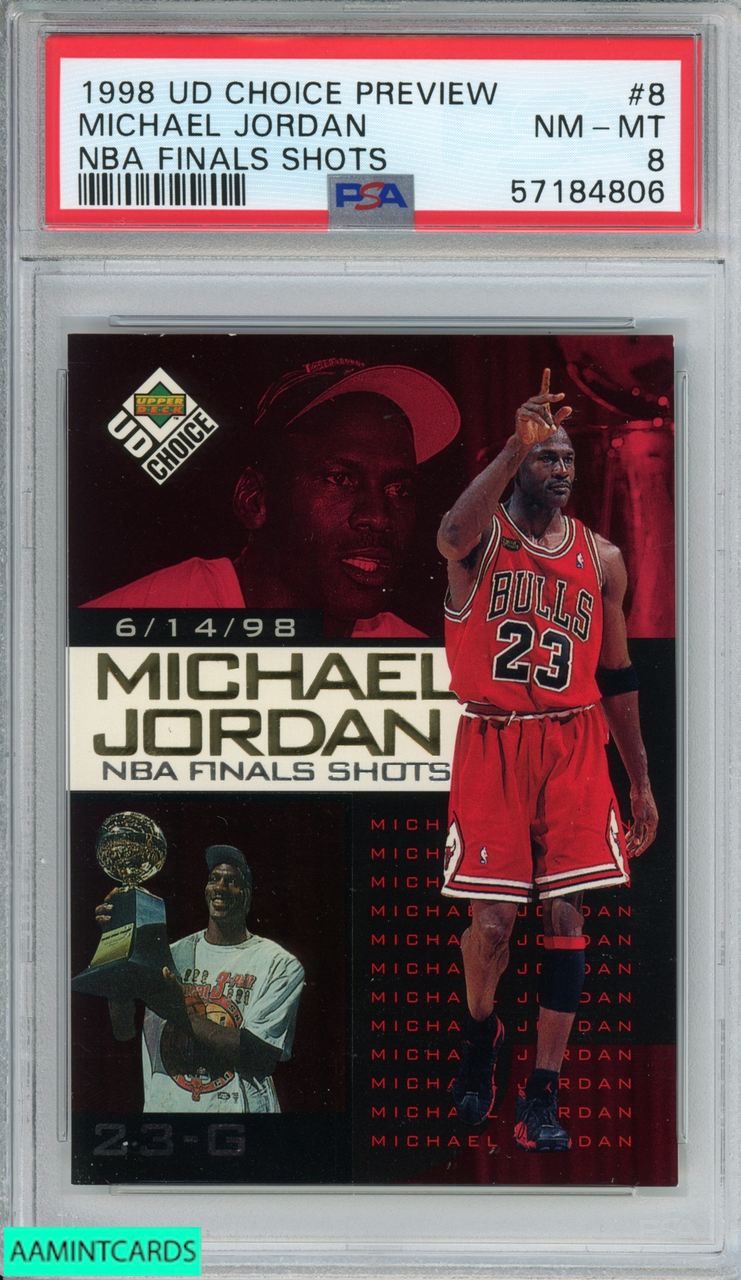 1998 UD CHOICE PREVIEW NBA FINALS SHOT MICHAEL JORDAN #8