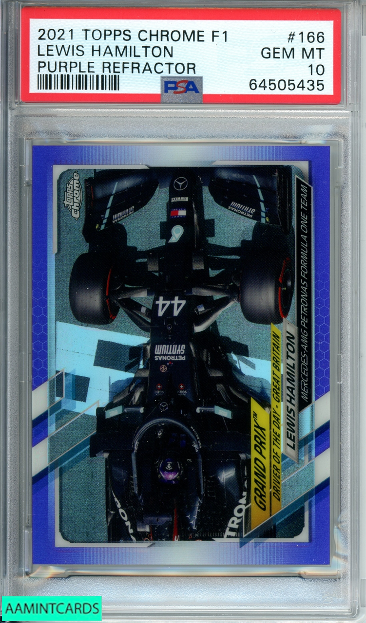 2021 TOPPS CHROME F1 LEWIS HAMILTON #166 PURPLE REF 363 OF 399 PSA 10 GEM  MT 64505435