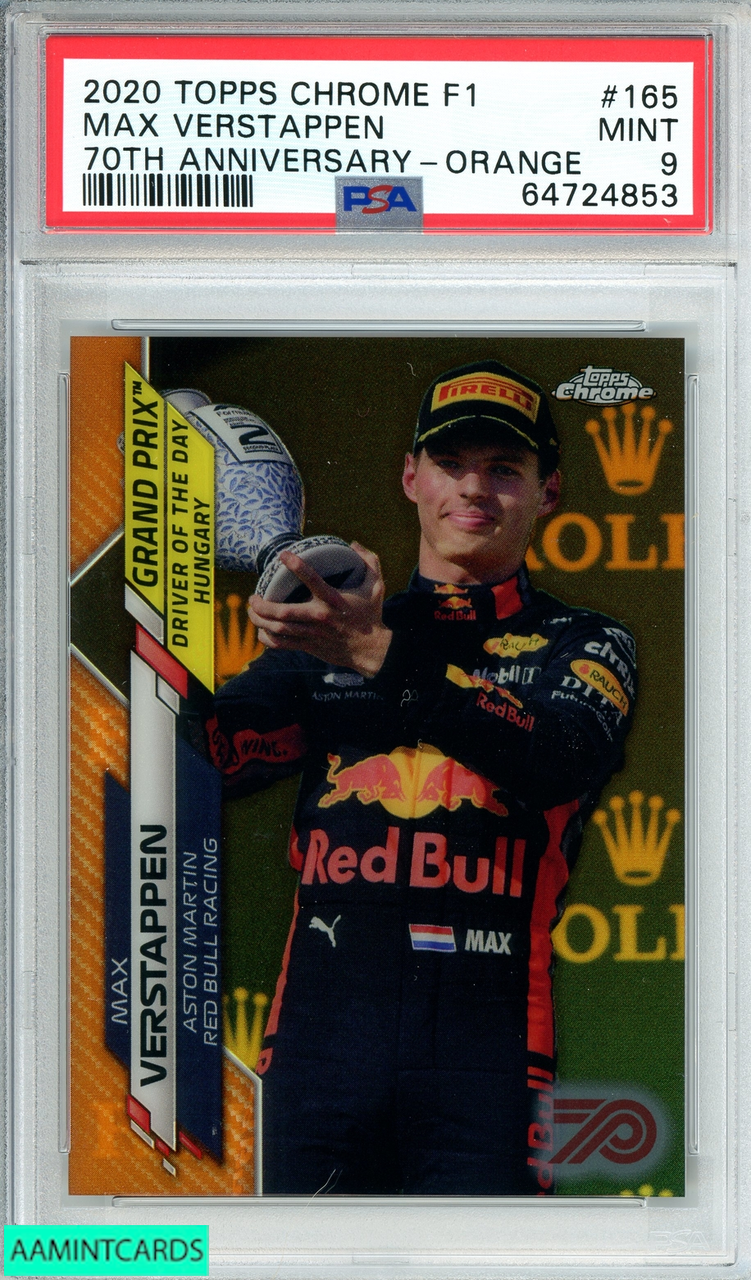 2020 TOPPS CHROME F1 MAX VERSTAPPEN#165 70TH ANNIVERSARY-ORANGE POP 3 PSA 9  MINT 64724853 - AA Mint Cards