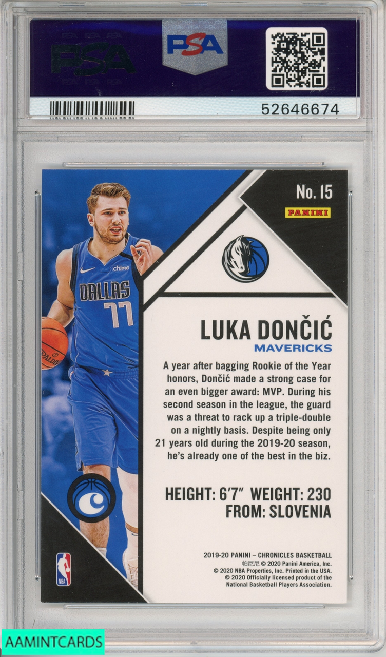 2019 PANINI CHRONICLES LUKA DONCIC #15 DALLAS MAVERICKS PSA 9 MINT 2019 PANINI CHRONICLES LUKA DONCIC #15 DALLAS MAVERICKS PSA 9 MINT
